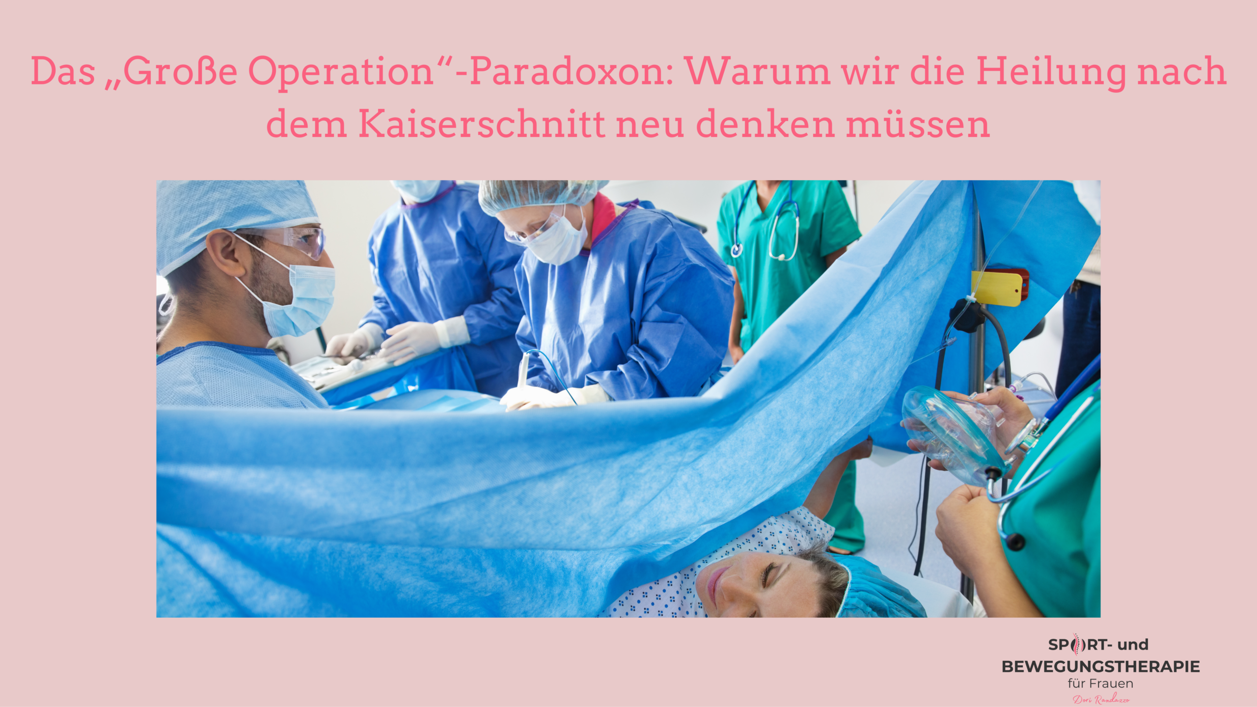 Frau umrundet von OP-Team, bereit für Kaiserschnitt